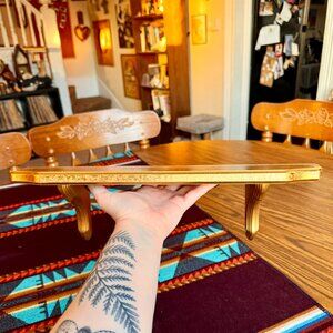 Vintage Hollywood Regency Golden Solid Wood Floating Display Shelf